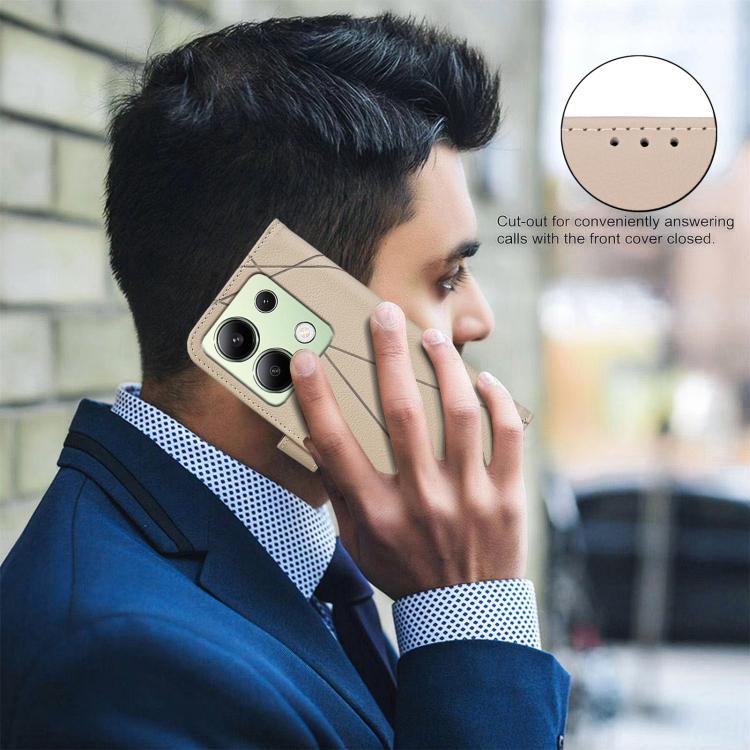 For Redmi Note 13 4G Geometric Pattern RFID Leather Phone Case