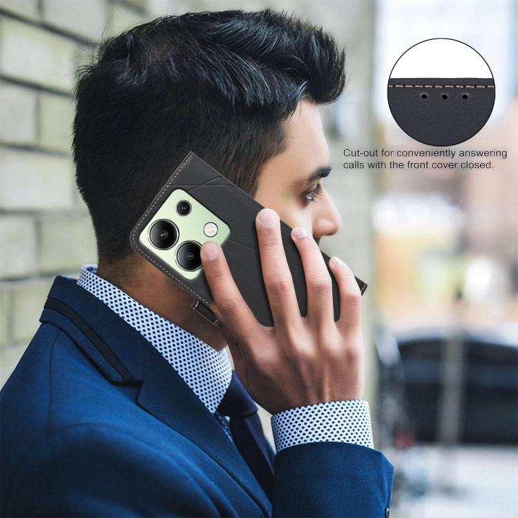 For Redmi Note 13 4G Geometric Pattern RFID Leather Phone Case