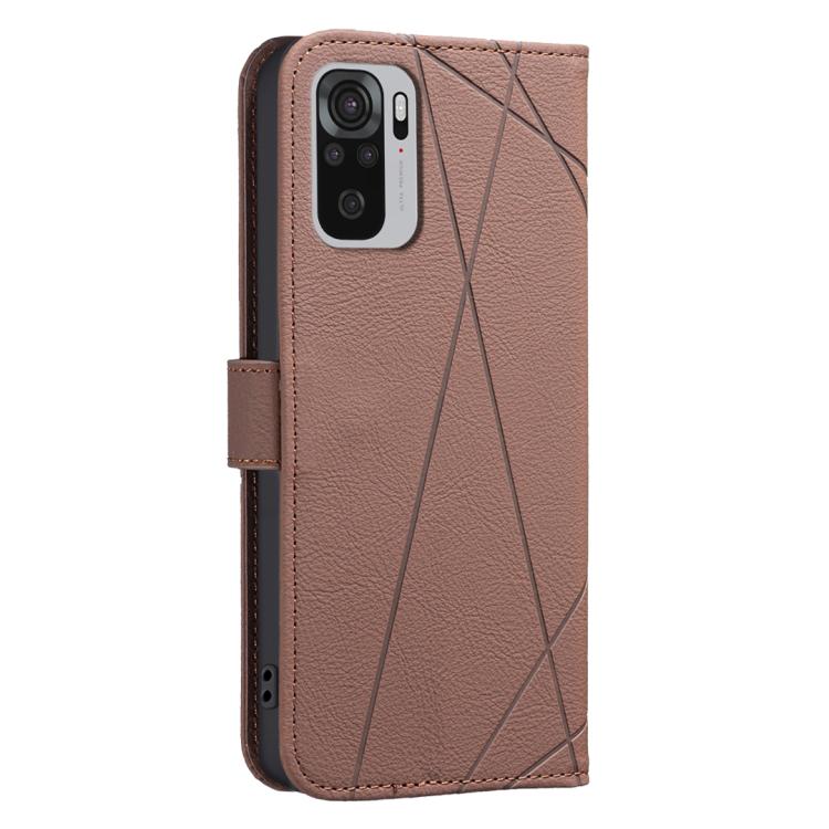 For Redmi Note 10 4G / Note 10S Geometric Pattern RFID Leather Phone Case