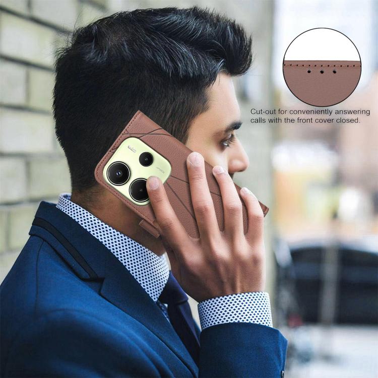 For Redmi Note 14 4G 16.25mm Geometric Pattern RFID Leather Phone Case