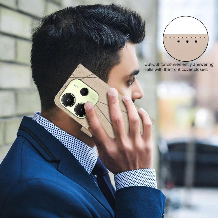 For Redmi Note 14 4G 16.25mm Geometric Pattern RFID Leather Phone Case