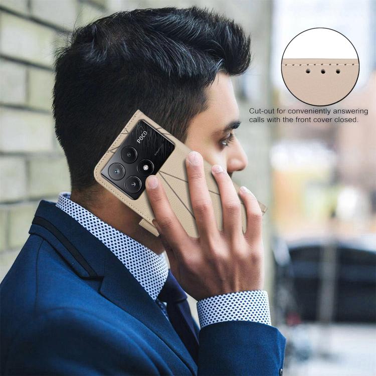 For Redmi K70E Geometric Pattern RFID Leather Phone Case