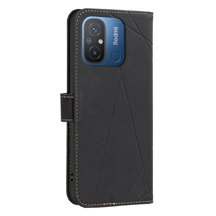 For Redmi 12C Geometric Pattern RFID Leather Phone Case