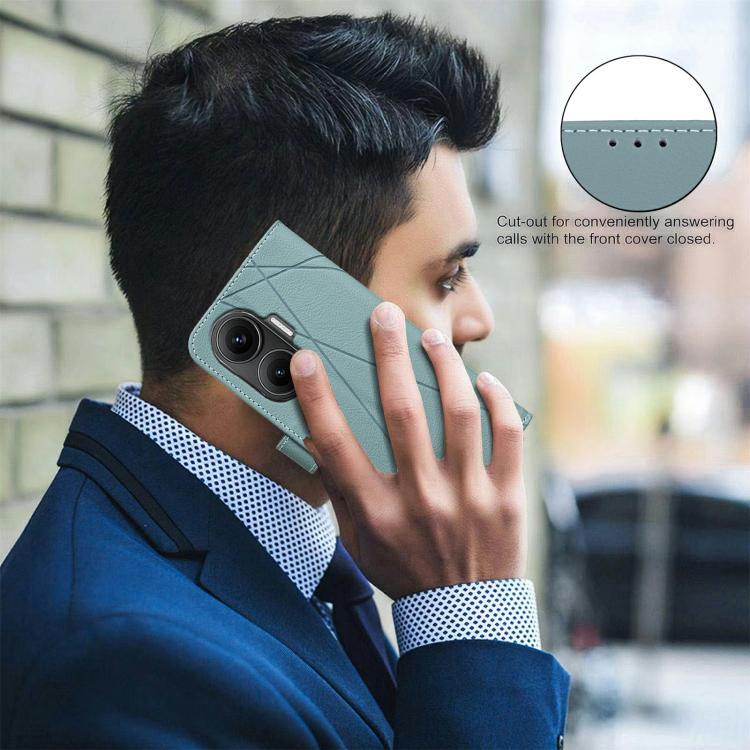 For Xiaomi Poco F7 5G Global Geometric Pattern RFID Leather Phone Case