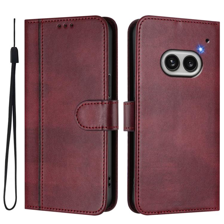 For Nothing Phone 2a Line Splicing Buckle Retro Leather Phone Case