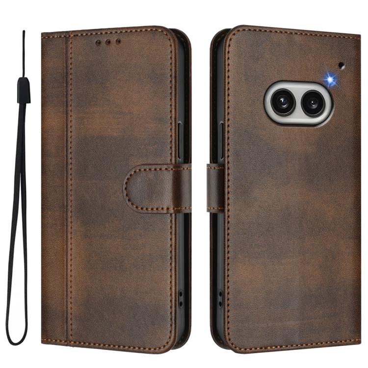 For Nothing Phone 2a Line Splicing Buckle Retro Leather Phone Case