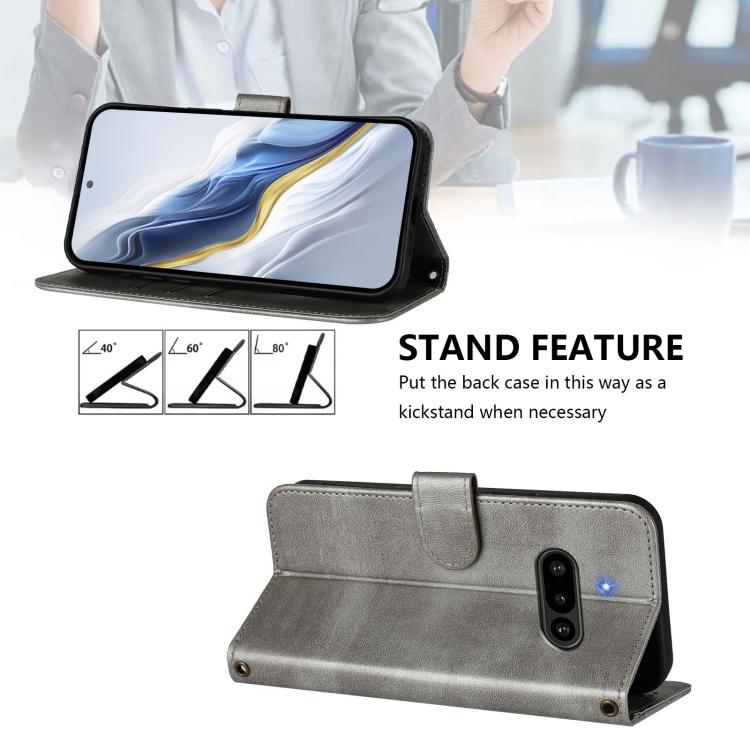 For Nothing Phone 3a Line Splicing Buckle Retro Leather Phone Case