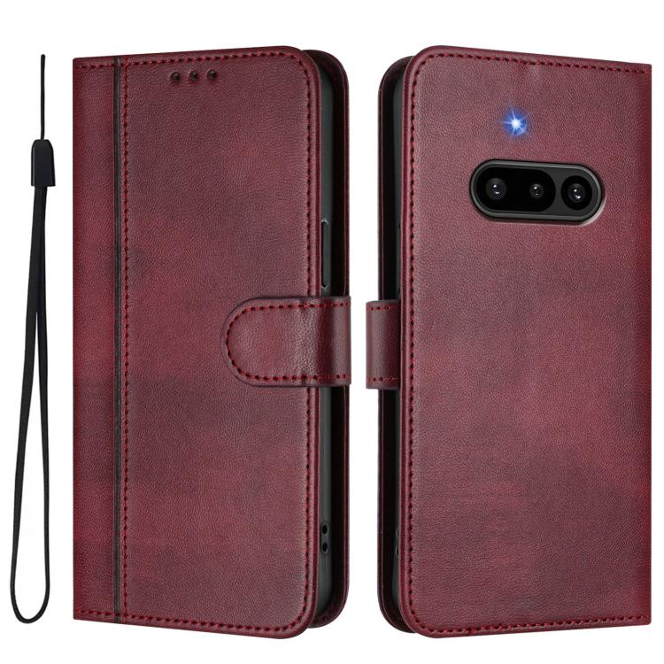 For Nothing Phone 3a Line Splicing Buckle Retro Leather Phone Case