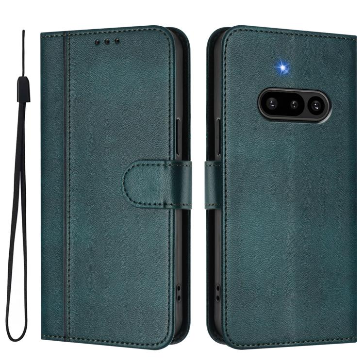 For Nothing Phone 3a Line Splicing Buckle Retro Leather Phone Case