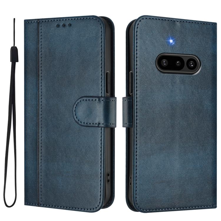 For Nothing Phone 3a Line Splicing Buckle Retro Leather Phone Case