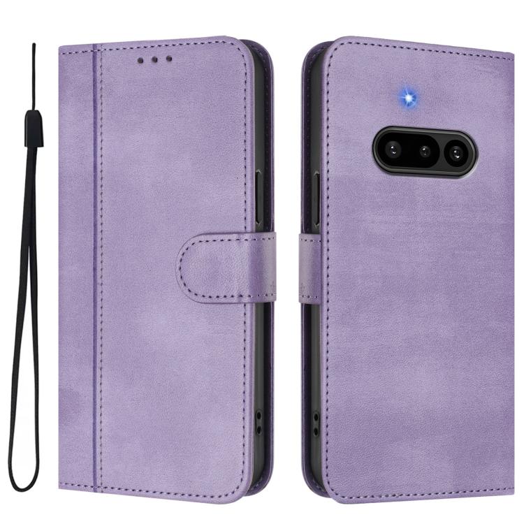 For Nothing Phone 3a Line Splicing Buckle Retro Leather Phone Case