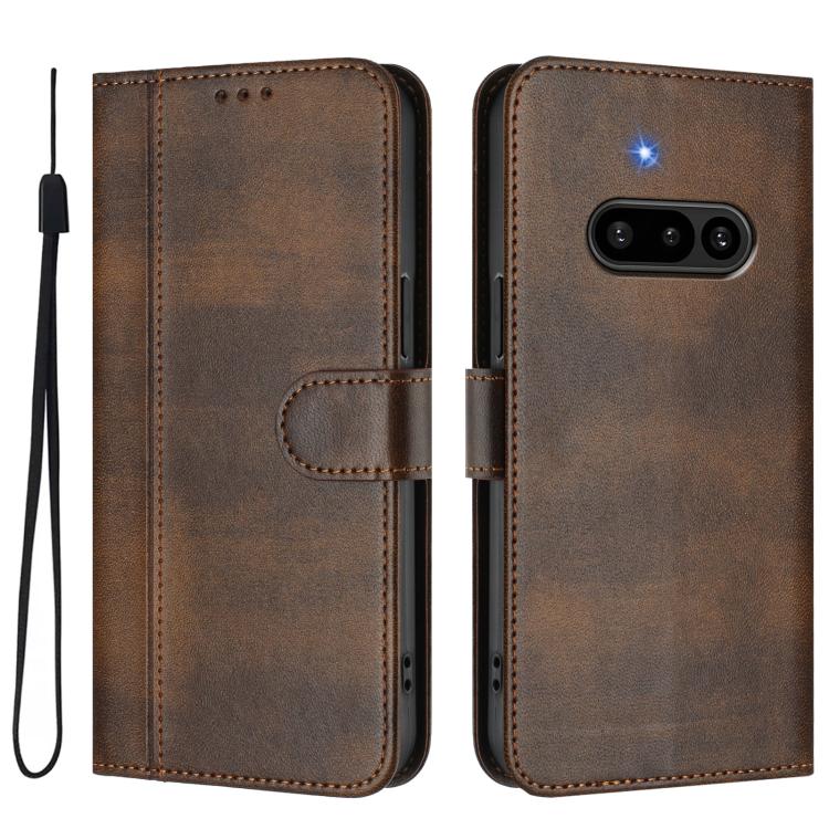 For Nothing Phone 3a Line Splicing Buckle Retro Leather Phone Case
