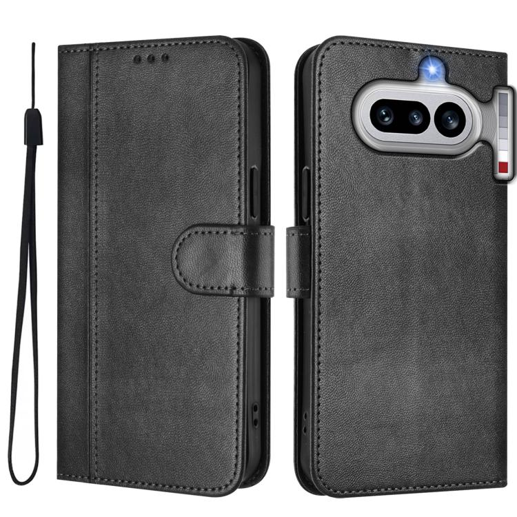 For Nothing Phone 4a Line Splicing Buckle Retro Leather Phone Case