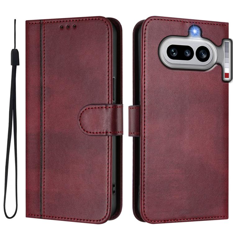 For Nothing Phone 4a Line Splicing Buckle Retro Leather Phone Case