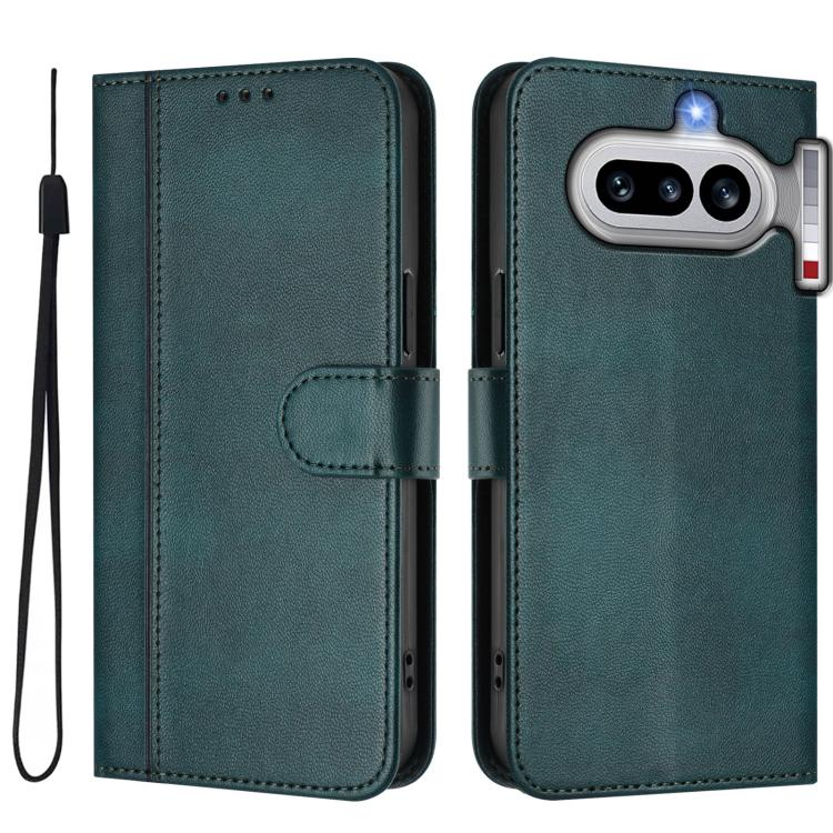 For Nothing Phone 4a Line Splicing Buckle Retro Leather Phone Case