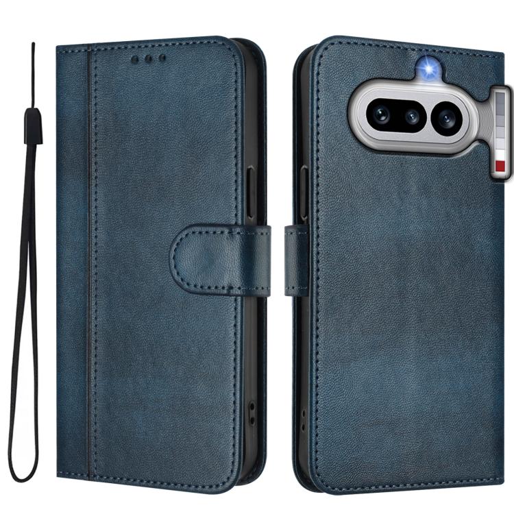 For Nothing Phone 4a Line Splicing Buckle Retro Leather Phone Case