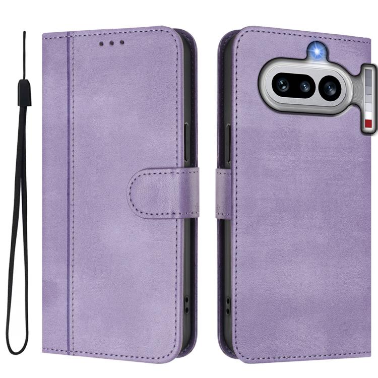 For Nothing Phone 4a Line Splicing Buckle Retro Leather Phone Case