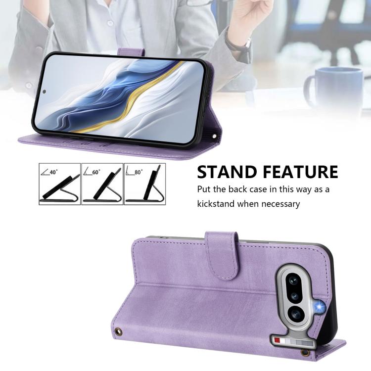 For Nothing Phone 4a Line Splicing Buckle Retro Leather Phone Case