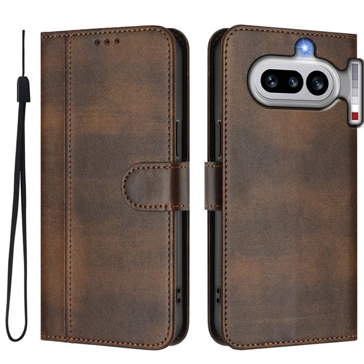 For Nothing Phone 4a Line Splicing Buckle Retro Leather Phone Case