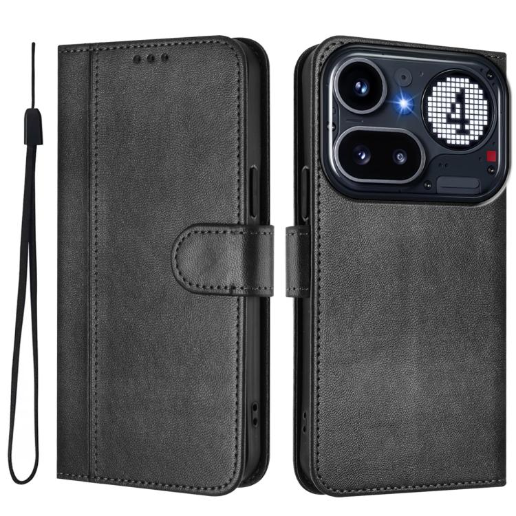 For Nothing Phone 4a Pro Line Splicing Buckle Retro Leather Phone Case