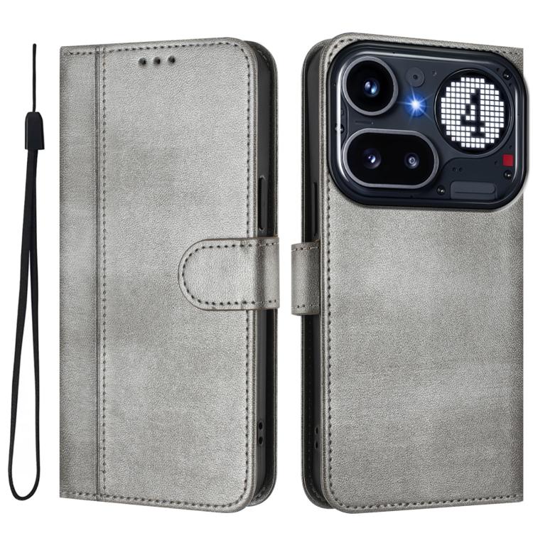 For Nothing Phone 4a Pro Line Splicing Buckle Retro Leather Phone Case