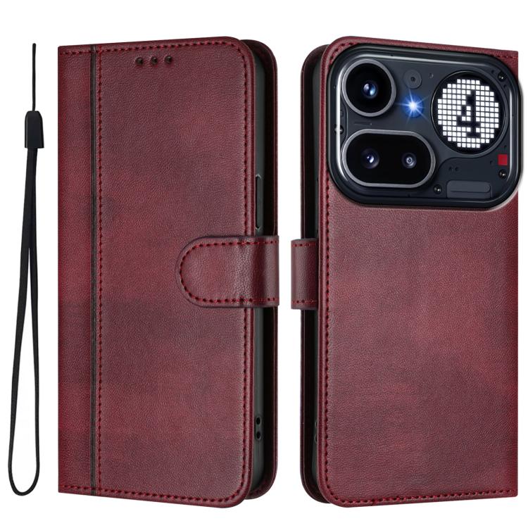 For Nothing Phone 4a Pro Line Splicing Buckle Retro Leather Phone Case