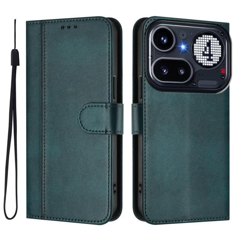 For Nothing Phone 4a Pro Line Splicing Buckle Retro Leather Phone Case