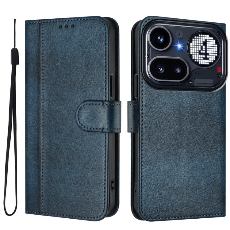 For Nothing Phone 4a Pro Line Splicing Buckle Retro Leather Phone Case