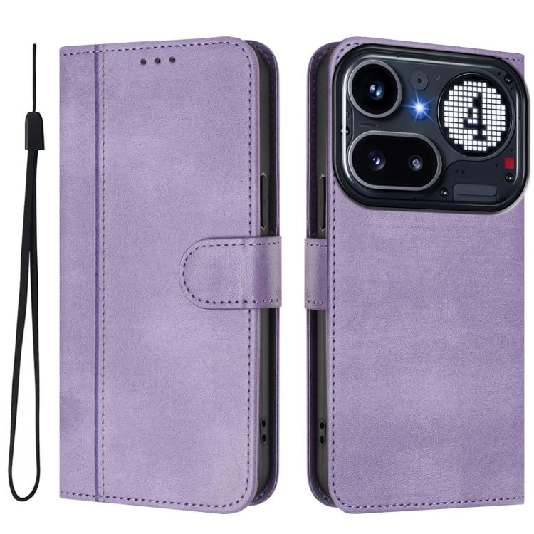 For Nothing Phone 4a Pro Line Splicing Buckle Retro Leather Phone Case