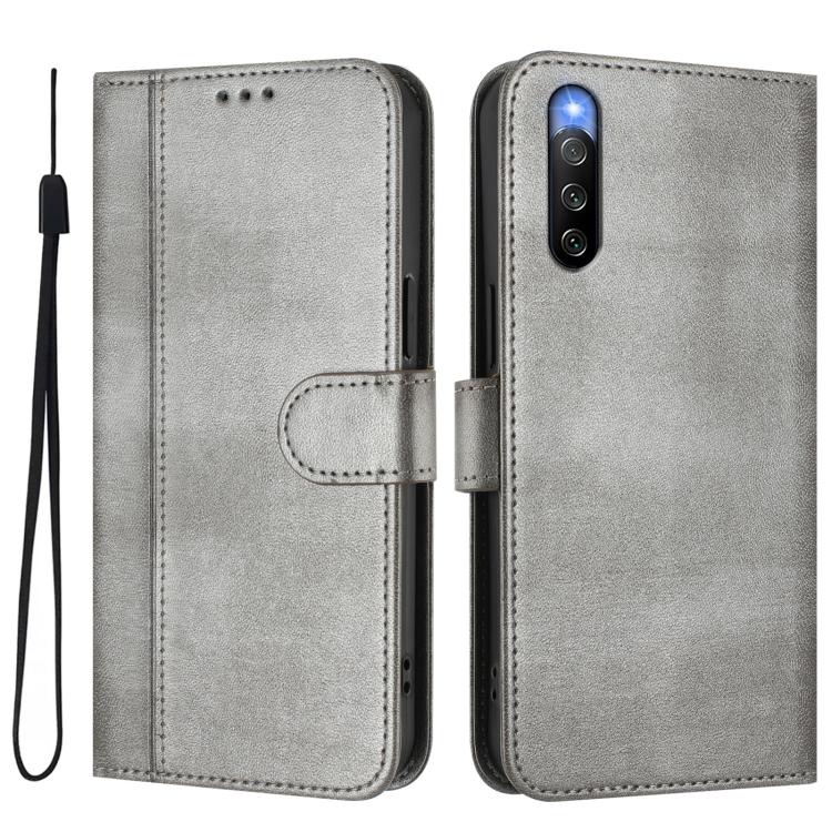 For Sony Xperia 10 IV 2023 Line Splicing Buckle Retro Leather Phone Case