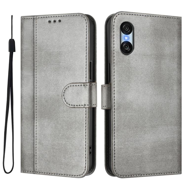 For Sony Xperia 10 VI 2024 Line Splicing Buckle Retro Leather Phone Case