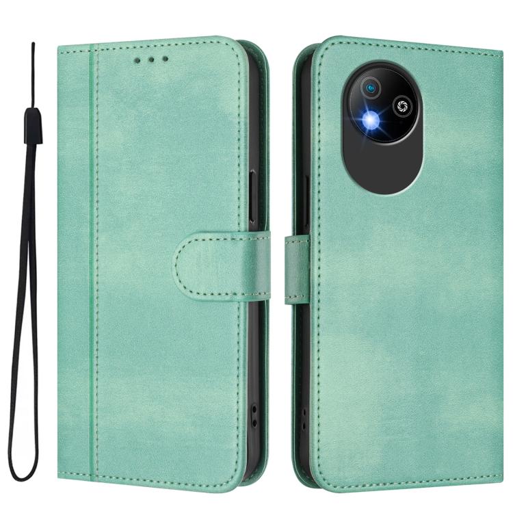 For ZTE Blade A35 Lite / A35 Core Line Splicing Buckle Retro Leather Phone Case