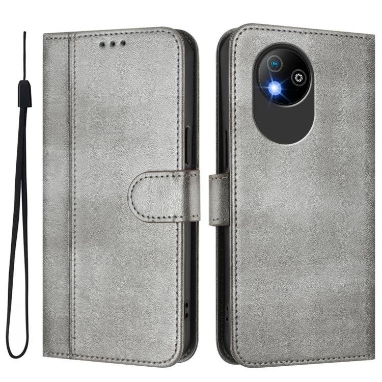 For ZTE Blade A35 Lite / A35 Core Line Splicing Buckle Retro Leather Phone Case