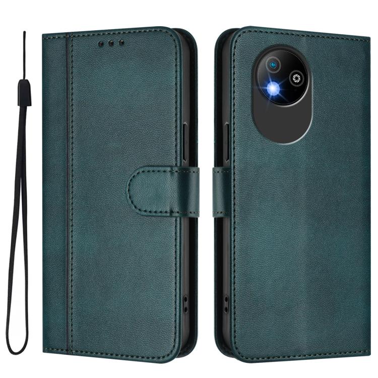 For ZTE Blade A35 Lite / A35 Core Line Splicing Buckle Retro Leather Phone Case