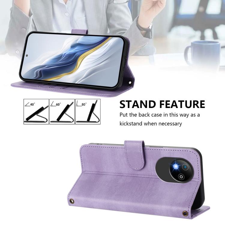 For ZTE Blade A35 Lite / A35 Core Line Splicing Buckle Retro Leather Phone Case