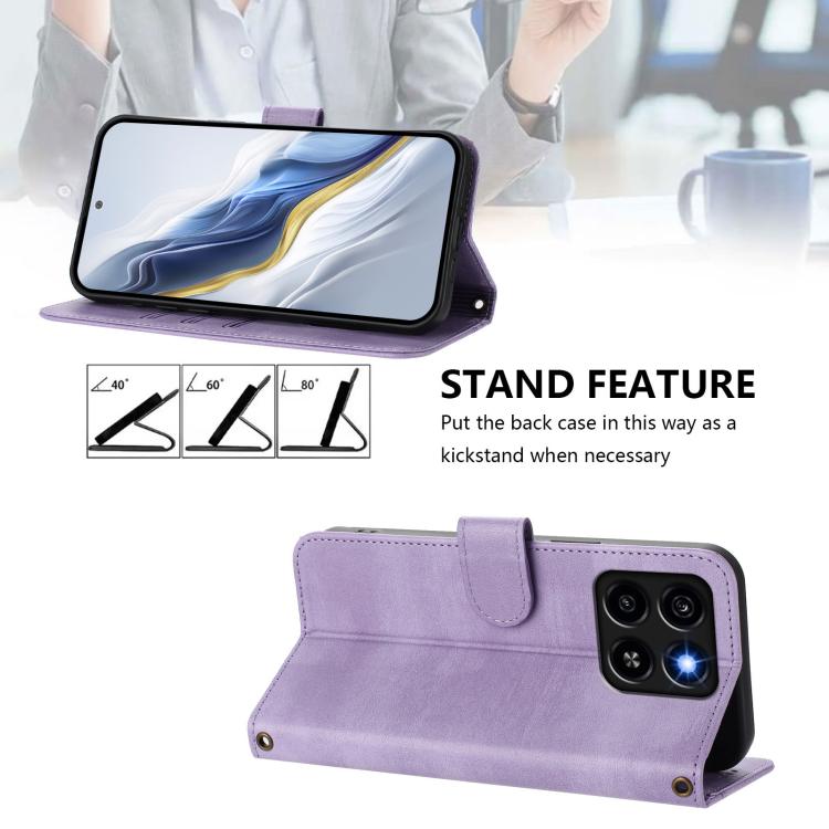 For ZTE Blade A35 / A55 Line Splicing Buckle Retro Leather Phone Case
