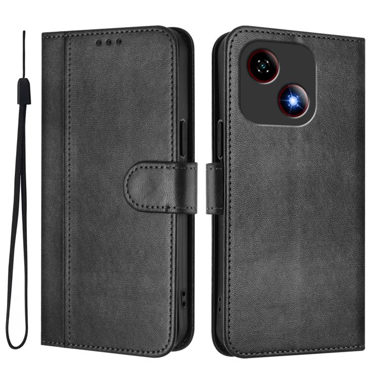 For ZTE Blade A35e Line Splicing Buckle Retro Leather Phone Case