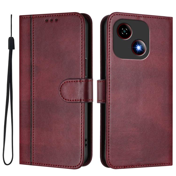 For ZTE Blade A35e Line Splicing Buckle Retro Leather Phone Case