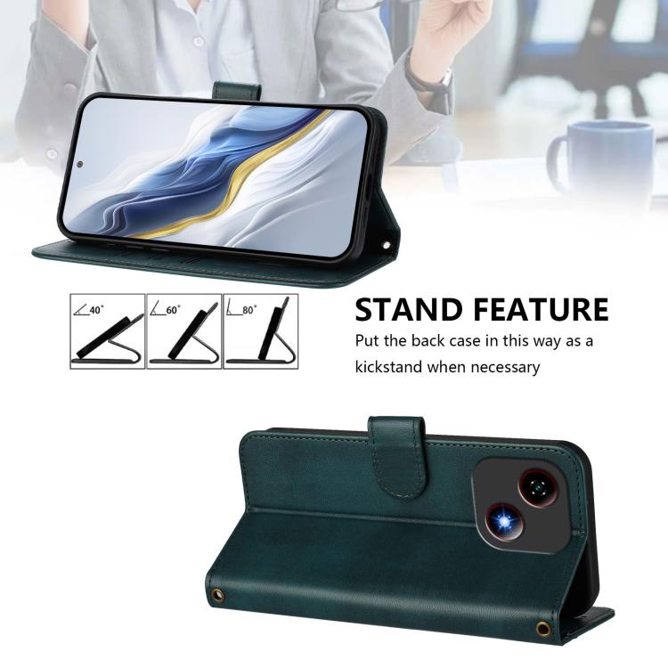 For ZTE Blade A35e Line Splicing Buckle Retro Leather Phone Case