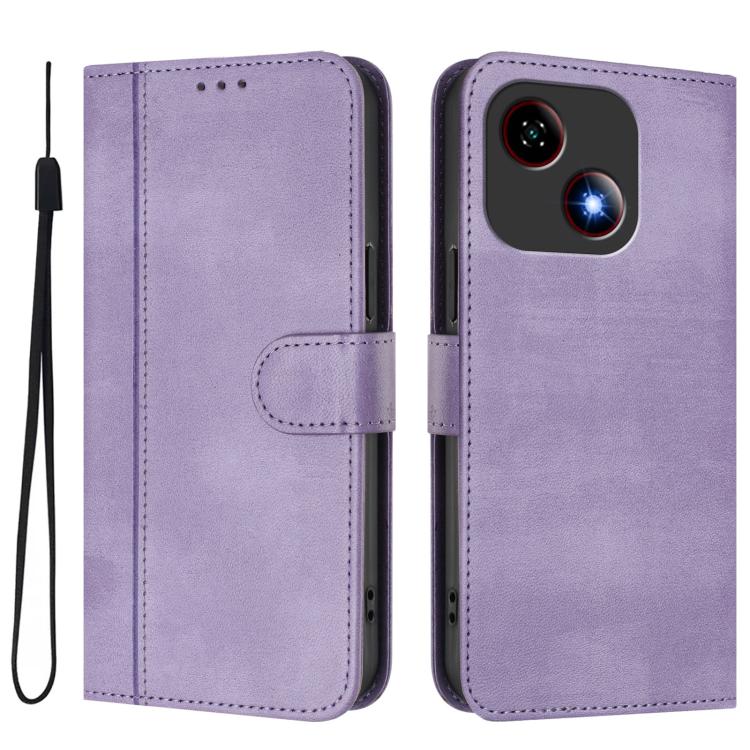For ZTE Blade A35e Line Splicing Buckle Retro Leather Phone Case