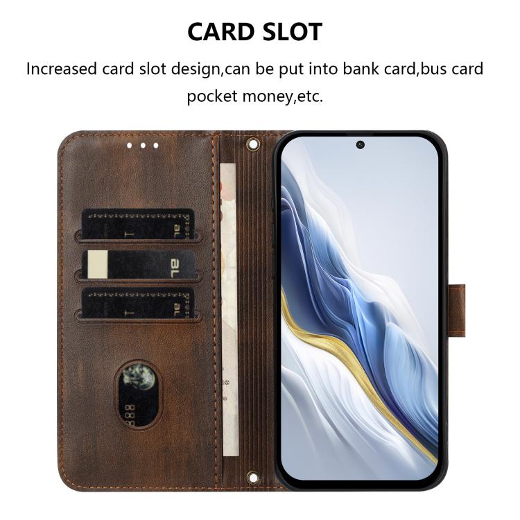 For ZTE Blade A35e Line Splicing Buckle Retro Leather Phone Case