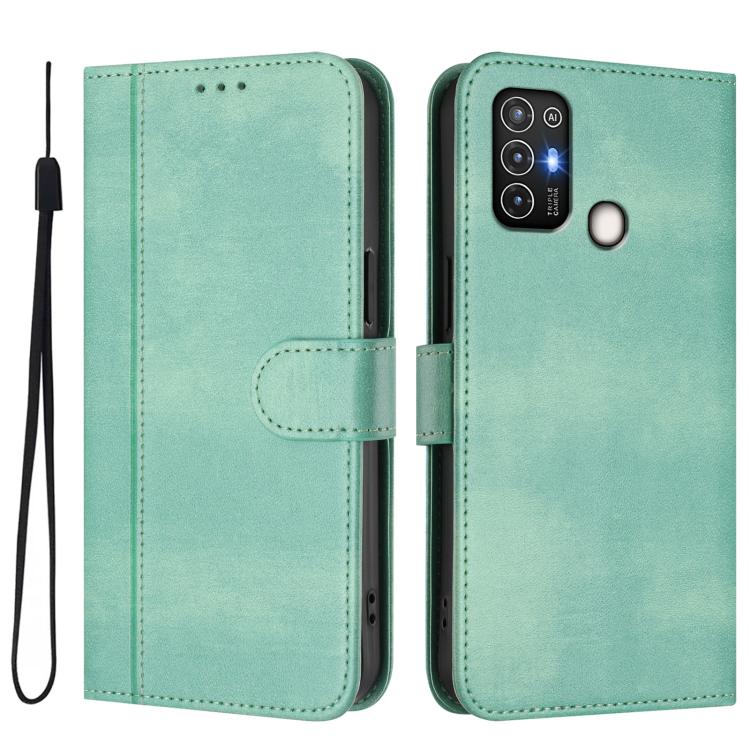 For ZTE Blade A52 Line Splicing Buckle Retro Leather Phone Case