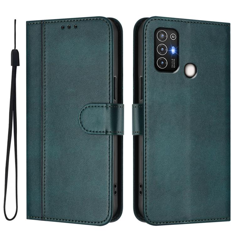 For ZTE Blade A52 Line Splicing Buckle Retro Leather Phone Case