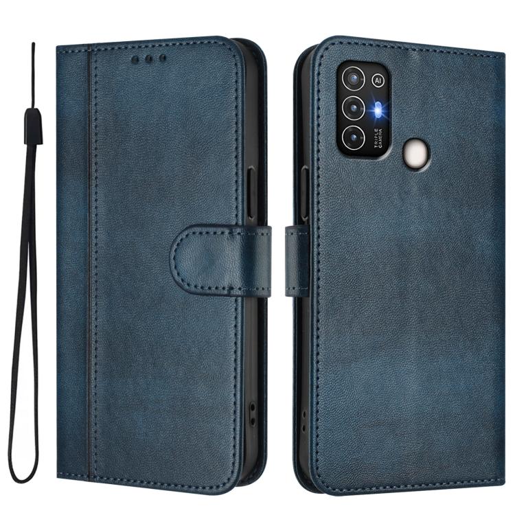 For ZTE Blade A52 Line Splicing Buckle Retro Leather Phone Case