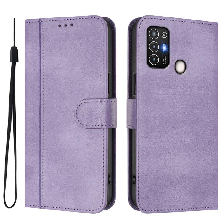 For ZTE Blade A52 Line Splicing Buckle Retro Leather Phone Case
