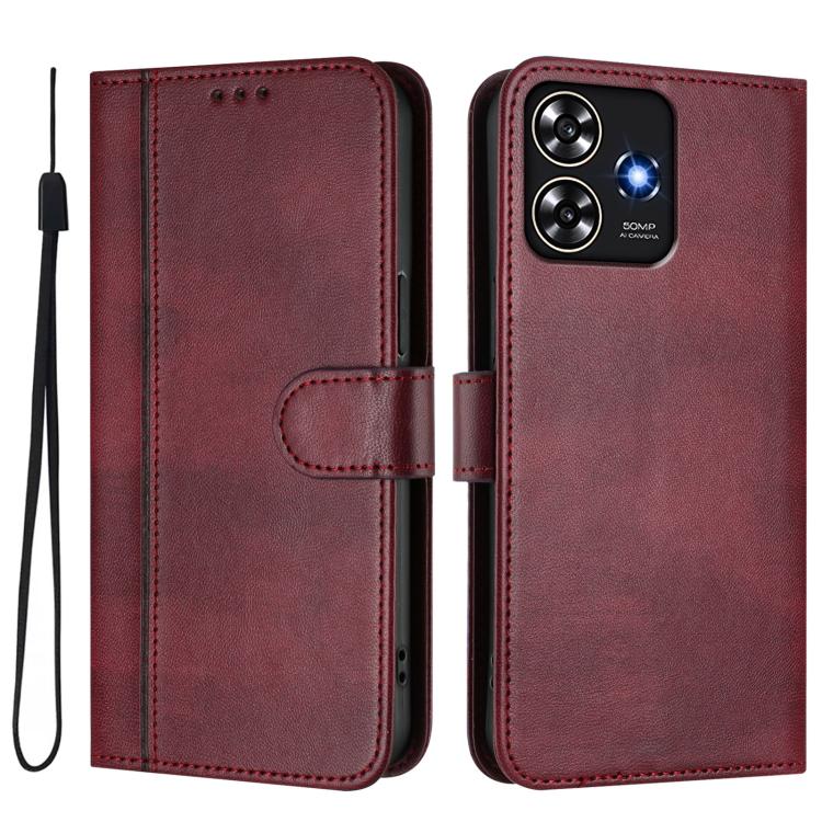 For ZTE Blade A73 4G Line Splicing Buckle Retro Leather Phone Case
