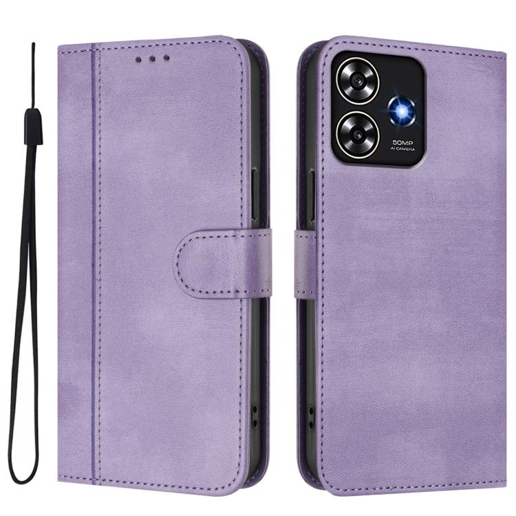 For ZTE Blade A73 4G Line Splicing Buckle Retro Leather Phone Case