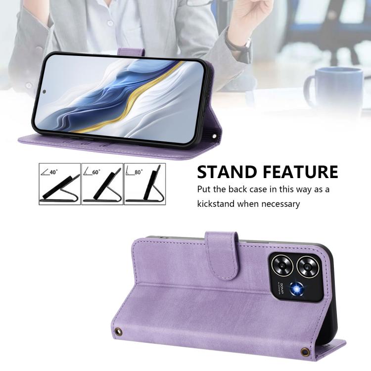 For ZTE Blade A73 4G Line Splicing Buckle Retro Leather Phone Case
