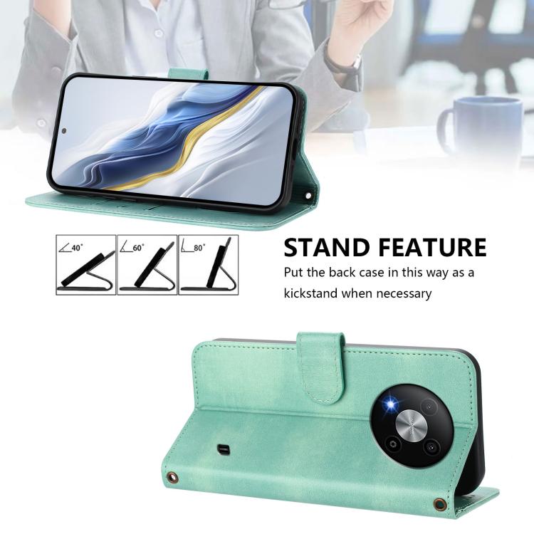 For ZTE Blade A73 5G Line Splicing Buckle Retro Leather Phone Case