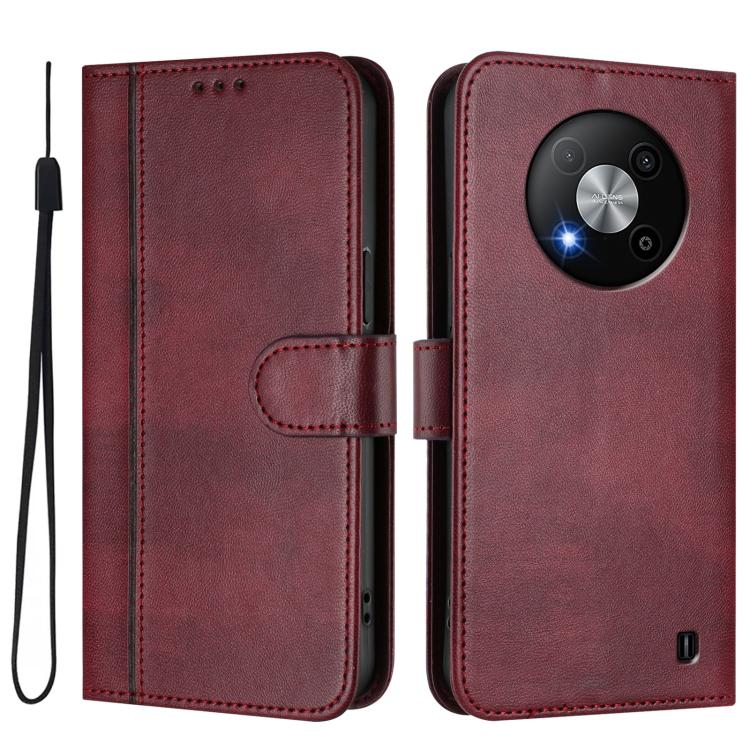 For ZTE Blade A73 5G Line Splicing Buckle Retro Leather Phone Case